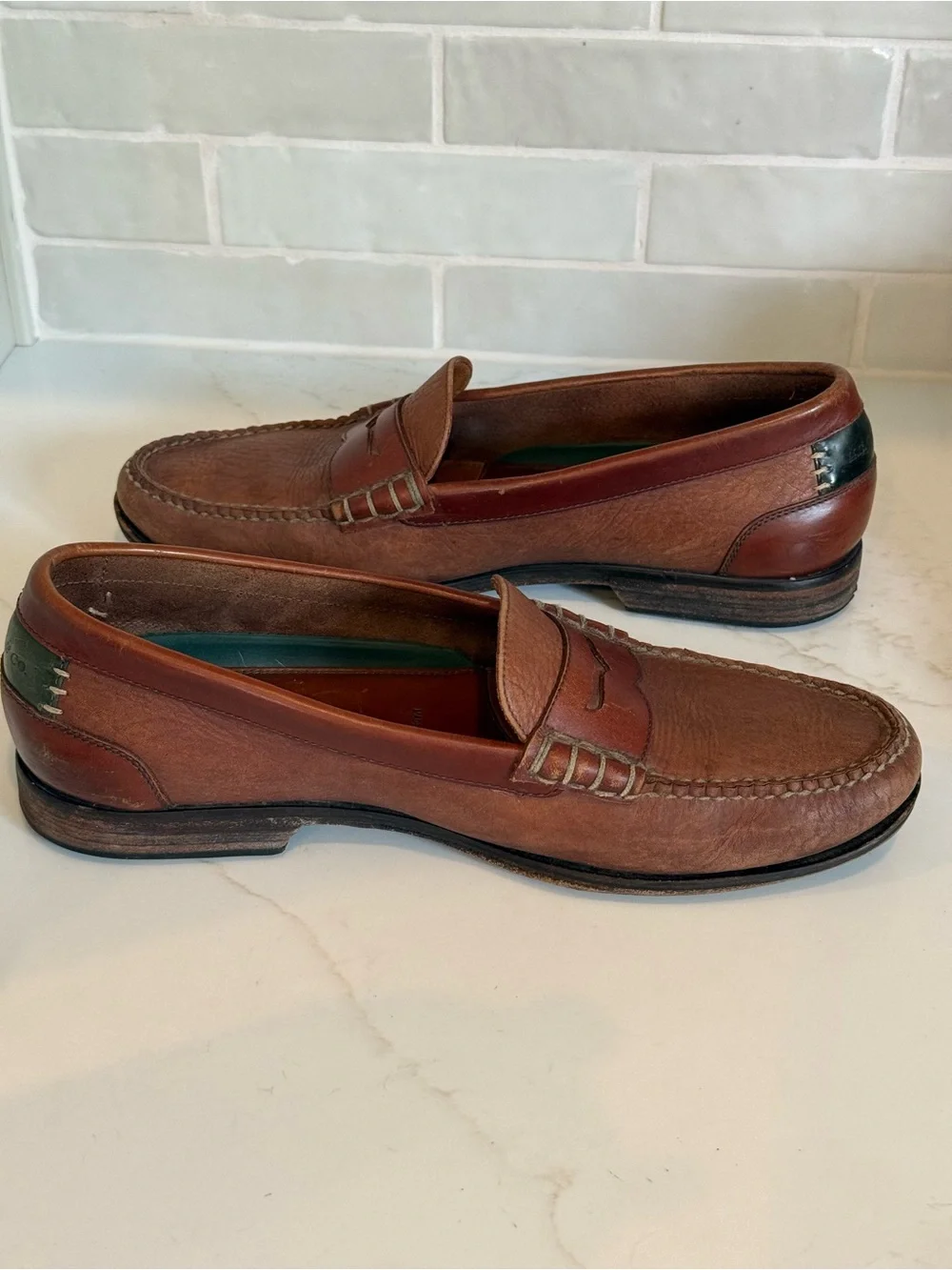 H.S. Trask Men's Pebbled Leather Loafers Made In Brazil Sz11M Preppy Moc Toe